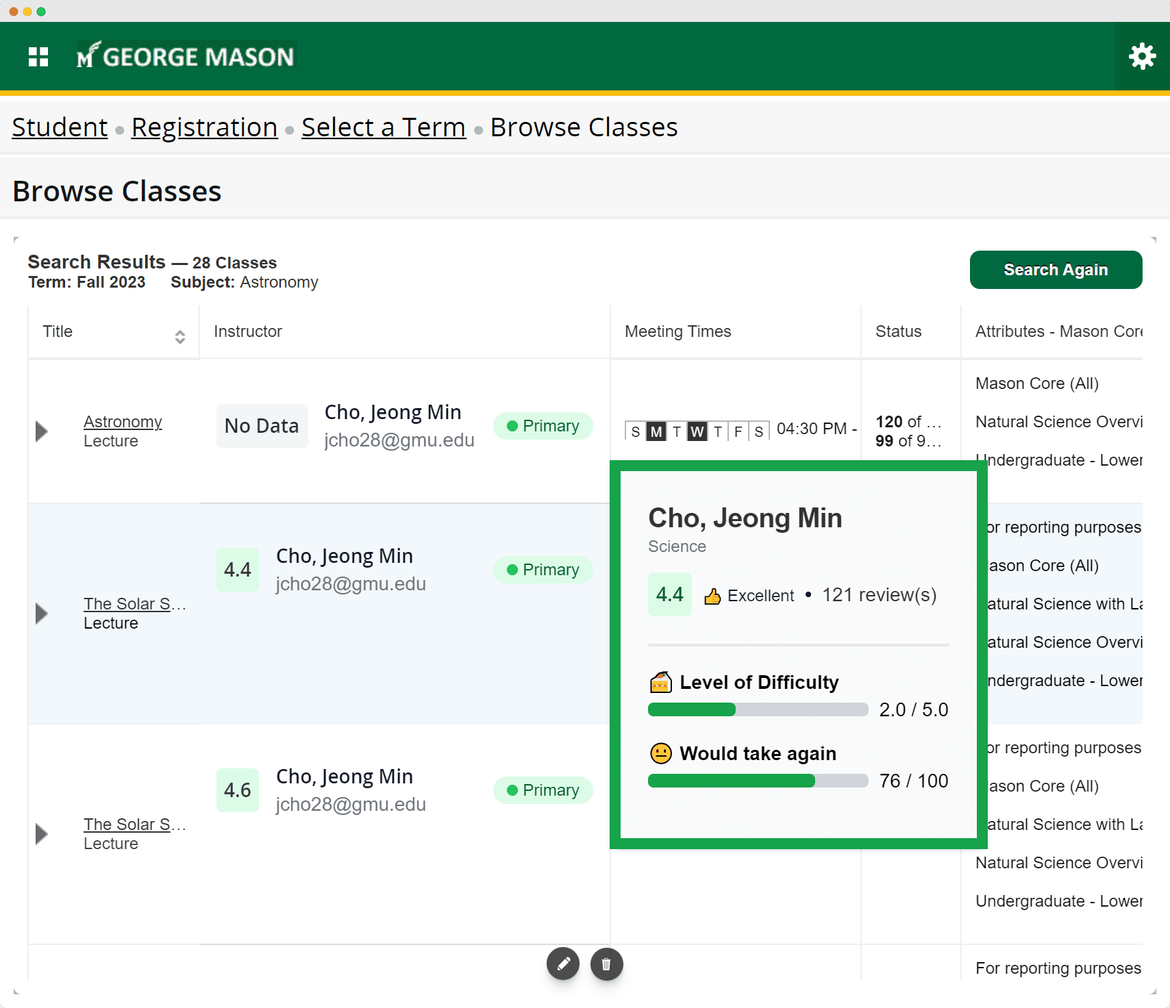 Rate My GMU Professors Screenshot-3